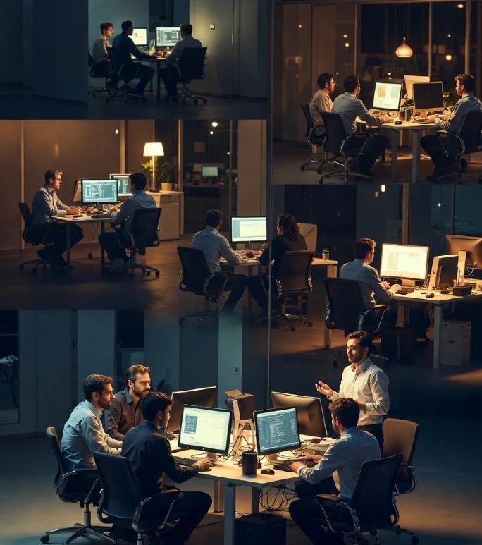 teams of developers working across time zones